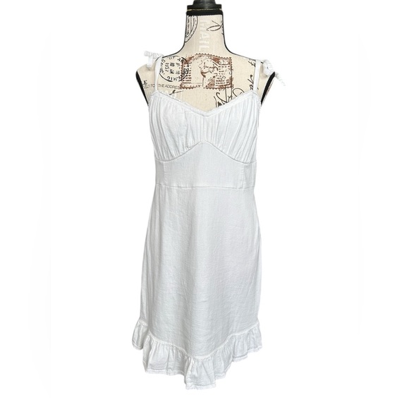 Hollister Dresses & Skirts - Hollister White Mini Ruffled Linen Blend Sundress size Large